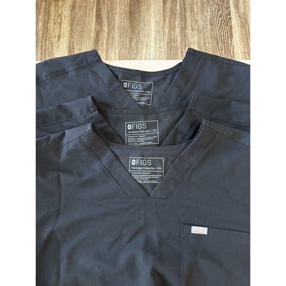 Figs LOT of 3 Black Men's XXL Scrub Tops - Picture 1 of 7